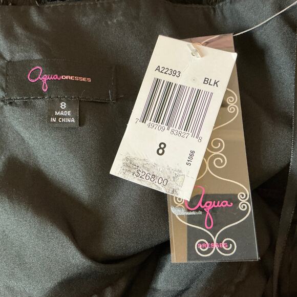 Black Lace Fit and Flare Mini Cocktail Dress Size 8 Sleeveless Halter by AQUA - Picture 10 of 14